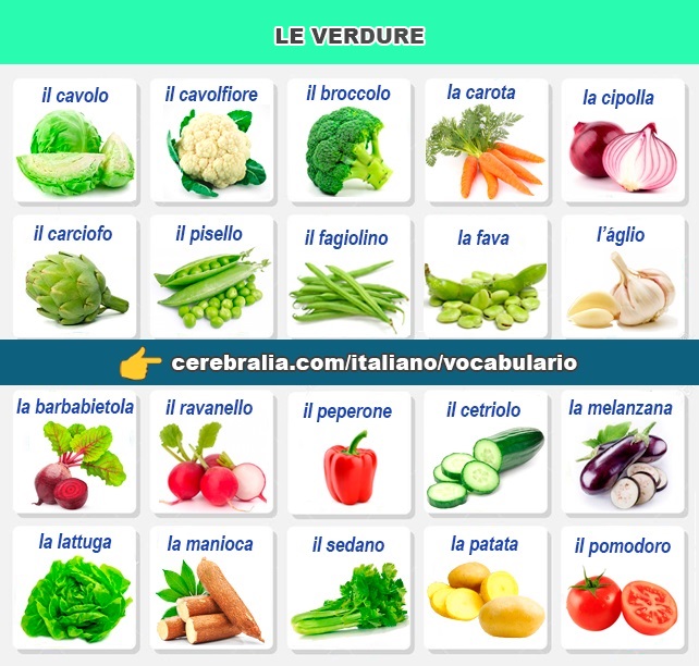 Las verduras en italiano