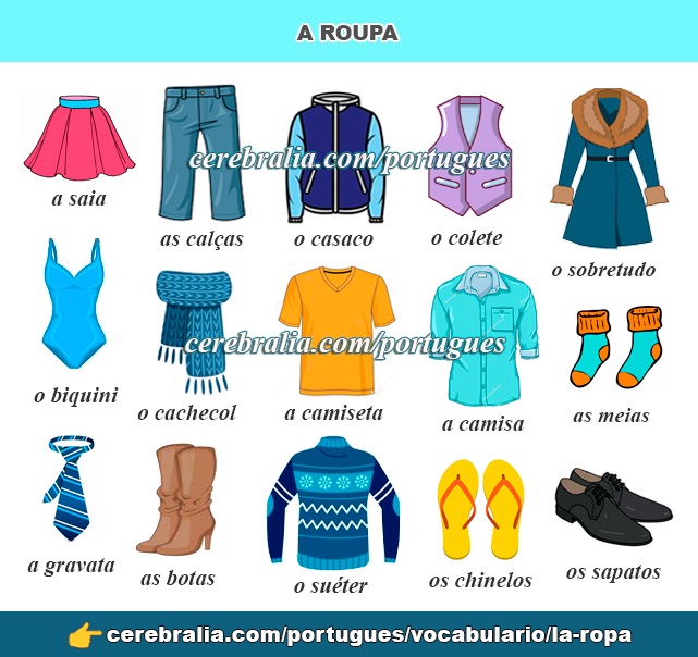 El vocabulario de la ropa en portugués