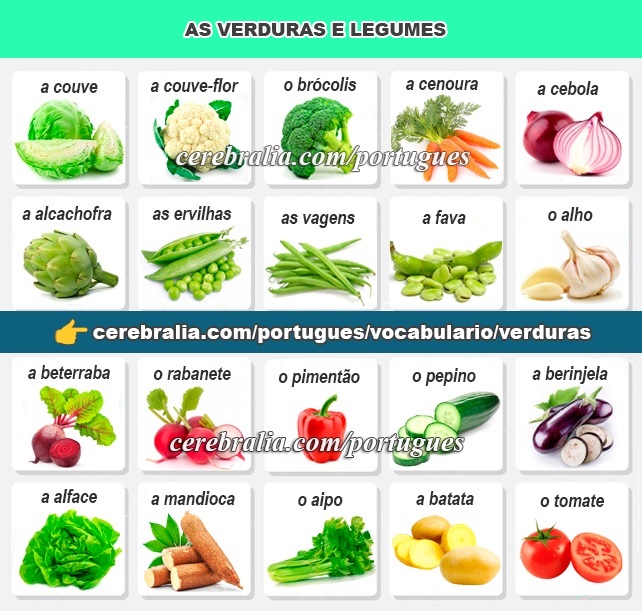 Las verduras en portugués