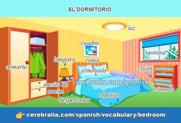 list of furniture in bedroom in spanish